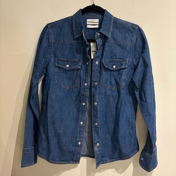 J. Crew Shrunken slim-fit western chambray shirt Size 2 NWT - Picture 2 of 6